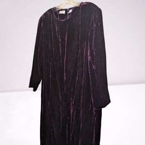 Vintage Elizabeth Liz Claiborne Velvet Dress Purple Burgundy Silk Rayon Size 14